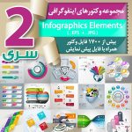 سری (2) مجموعه وکتور اینفوگرافی Infographics Elements