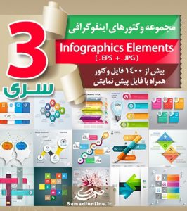 سری (3) مجموعه وکتور اینفوگرافی Infographics Elements